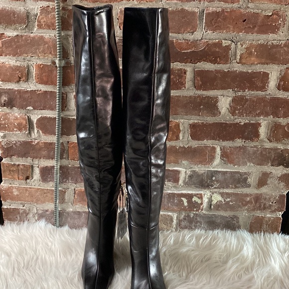 NWT Zara Leather Over The Knee Wedge Heel Boots, Size 7.5 - Picture 10 of 17